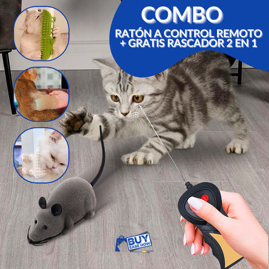 COMBO ANTI ESTRES – ¡Ratón Control Remoto + Rascador 2 en 1 GRATIS!